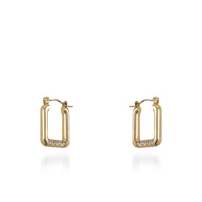 Σκουλαρίκια κρίκοι με ζιργκόν Mar and Mar Fiory από ανοξείδωτο ατσάλι