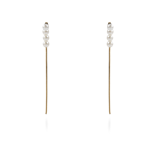 Σκουλαρίκια κρεμαστά με πέρλες Mar and Mar Kalyra από ανοξείδωτο ατσάλι