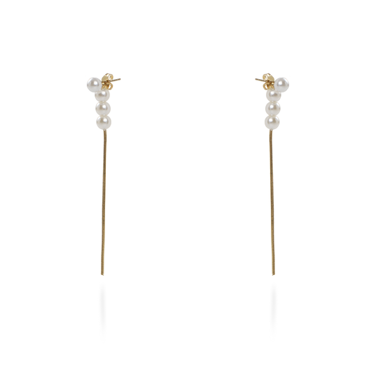 Σκουλαρίκια κρεμαστά με πέρλες Mar and Mar Kalyra από ανοξείδωτο ατσάλι