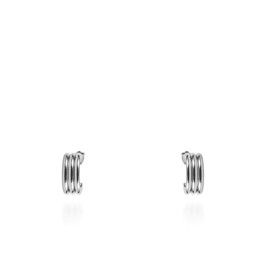 Σκουλαρίκια τριπλά κρικάκια Mar and Mar Cillian Silver (1,5 cm) από ανοξείδωτο ατσάλι