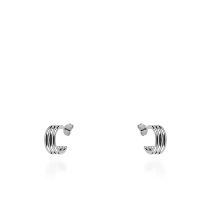 Σκουλαρίκια τριπλά κρικάκια Mar and Mar Cillian Silver (1,5 cm) από ανοξείδωτο ατσάλι
