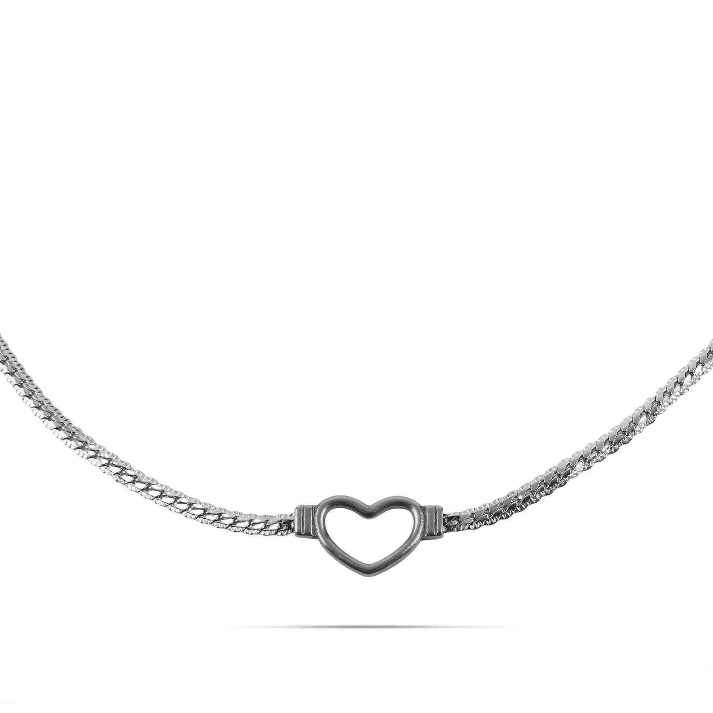 Κολιέ αλυσίδα λαιμού flat snake με καρδιά Mar and Mar Jocasta Heart από ανοξείδωτο ατσάλι