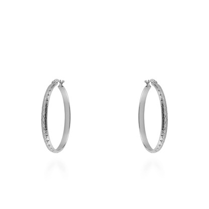 Σκουλαρίκια κρίκοι Mar and Mar Acrol (4 cm) Silver από ανοξείδωτο ατσάλι