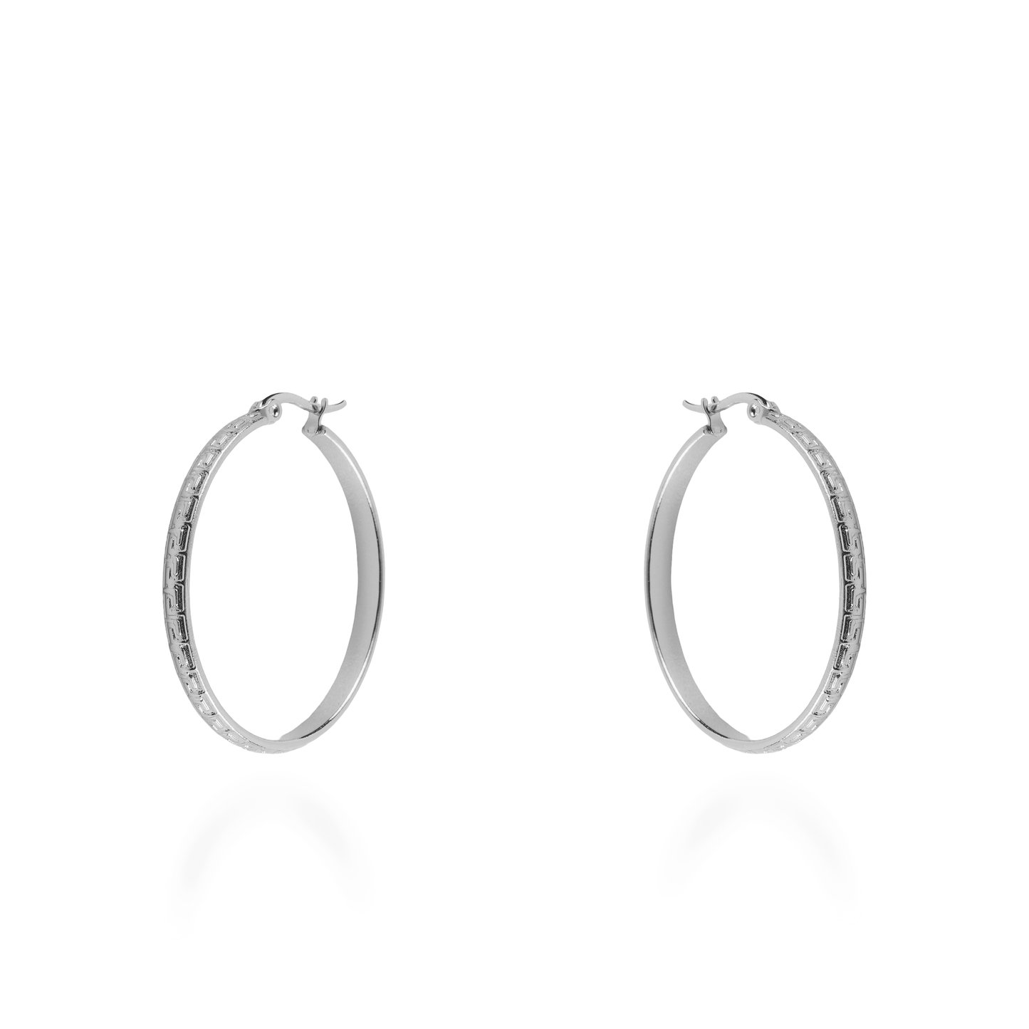 Σκουλαρίκια κρίκοι Mar and Mar Acrol (4 cm) Silver από ανοξείδωτο ατσάλι