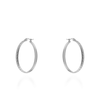 Σκουλαρίκια κρίκοι Mar and Mar Acrol (4 cm) Silver από ανοξείδωτο ατσάλι