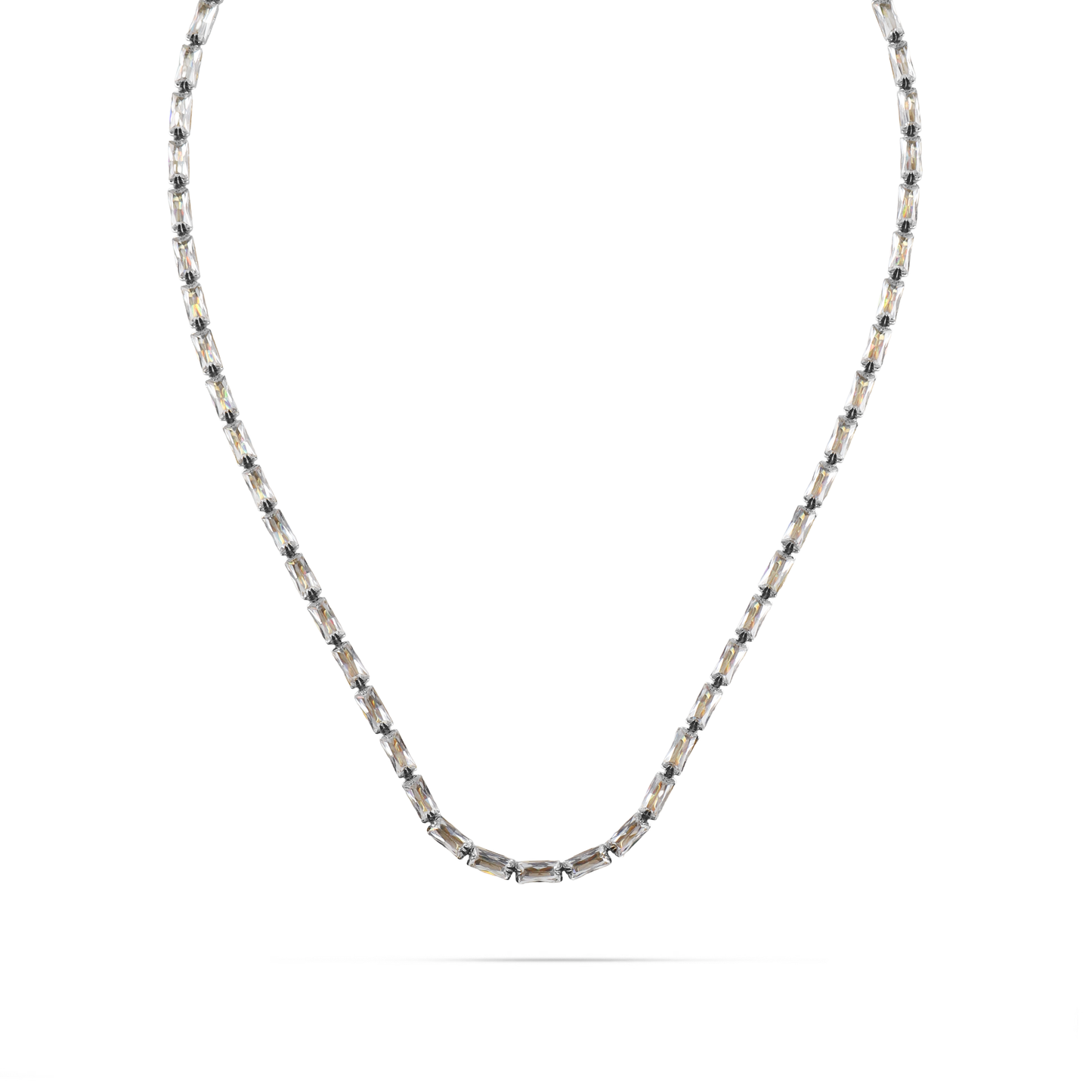 Κολιέ με πέτρες ζιργκόν Mar and Mar Liliana (White) Silver από ανοξείδωτο ατσάλι