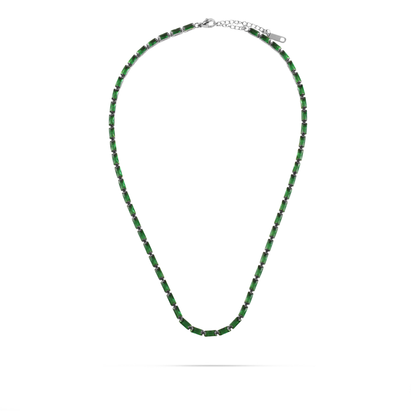 Κολιέ με πέτρες ζιργκόν Mar and Mar Liliana (Green) Silver από ανοξείδωτο ατσάλι