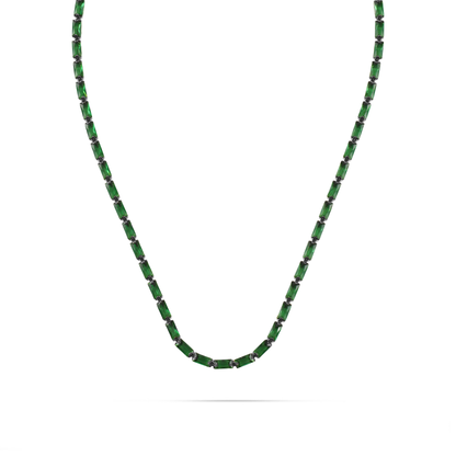 Κολιέ με πέτρες ζιργκόν Mar and Mar Liliana (Green) Silver από ανοξείδωτο ατσάλι