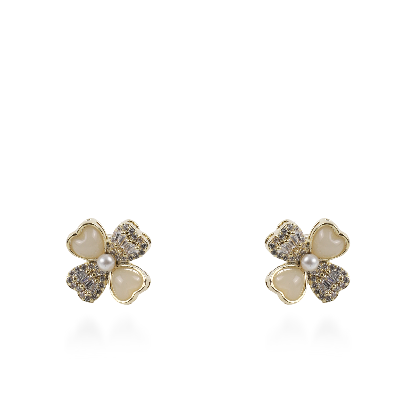 Σκουλαρίκια καρφωτά λουλούδια με ζιργκόν και πέρλες Mar and Mar Loire