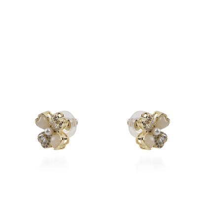 Σκουλαρίκια καρφωτά λουλούδια με ζιργκόν και πέρλες Mar and Mar Loire