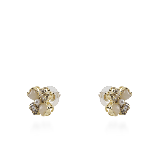 Σκουλαρίκια καρφωτά λουλούδια με ζιργκόν και πέρλες Mar and Mar Loire