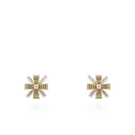 Σκουλαρίκια καρφωτά με ζιργκόν και πέρλες Mar and Mar Eira