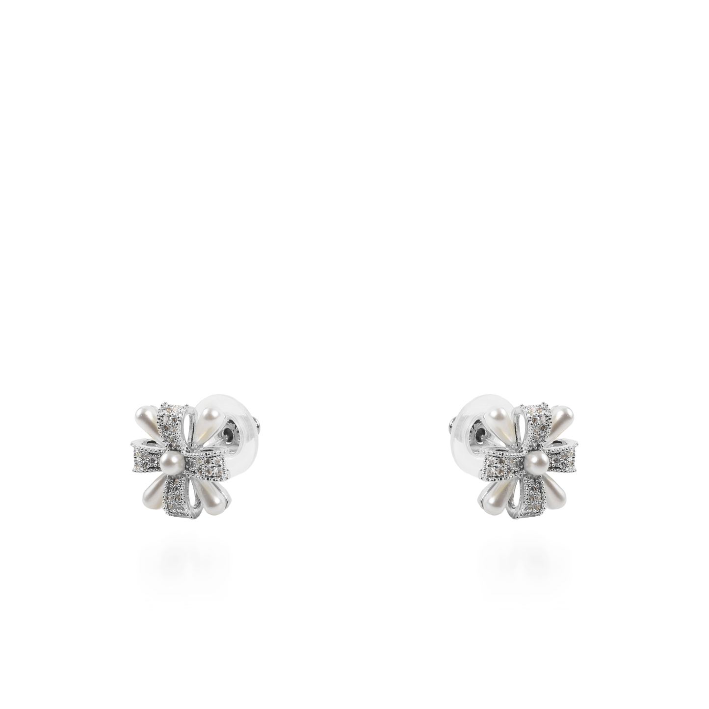 Σκουλαρίκια καρφωτά με ζιργκόν και πέρλες Mar and Mar Eira (Silver)