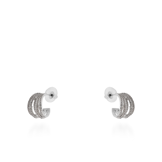 Σκουλαρίκια κρίκοι με ζιργκόν Mar and Mar Arlina (Silver)