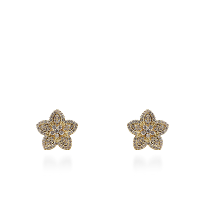 Σκουλαρίκια λουλούδια καρφωτά με ζιργκόν Mar and Mar Brinelle