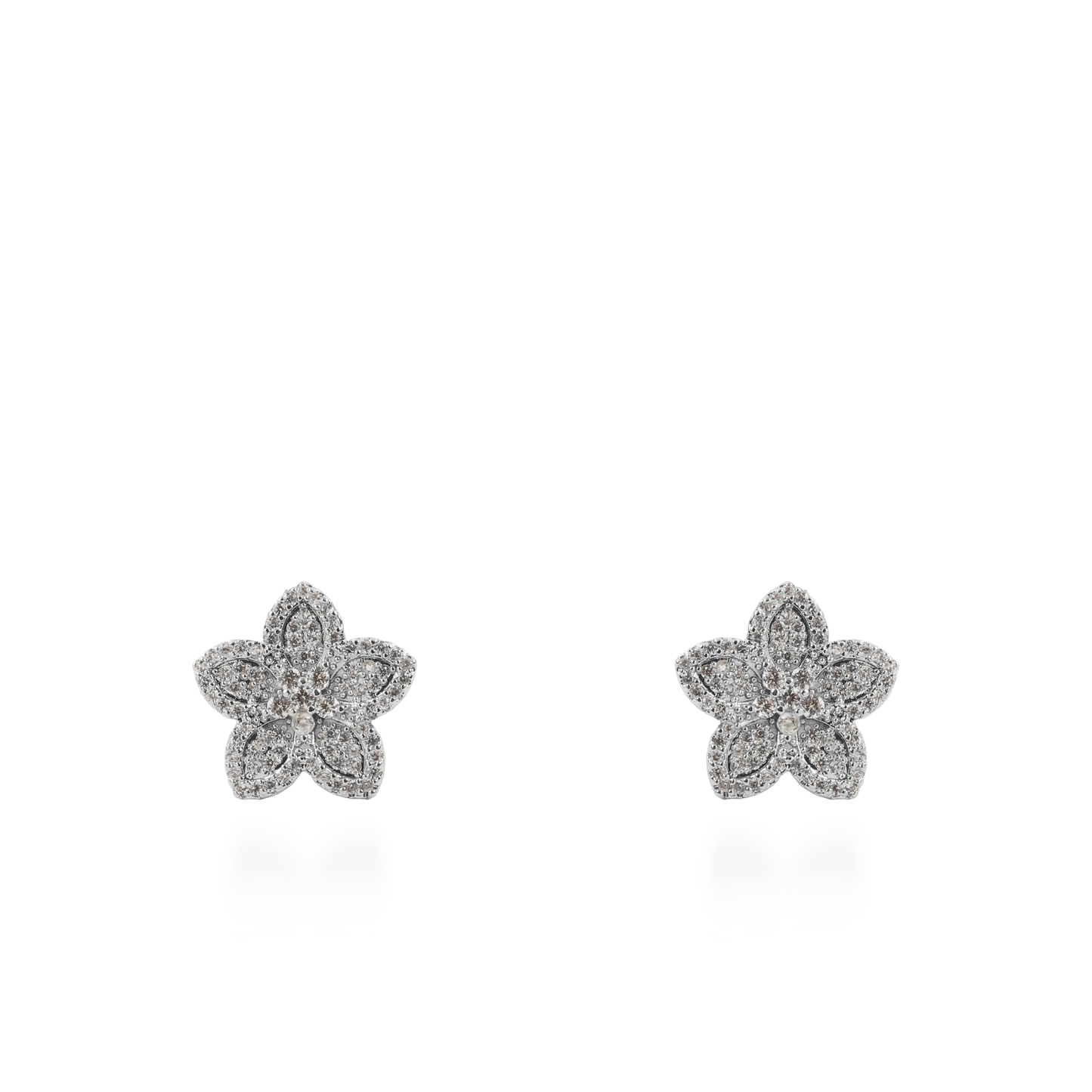 Σκουλαρίκια λουλούδια καρφωτά με ζιργκόν Mar and Mar Brinelle (Silver)