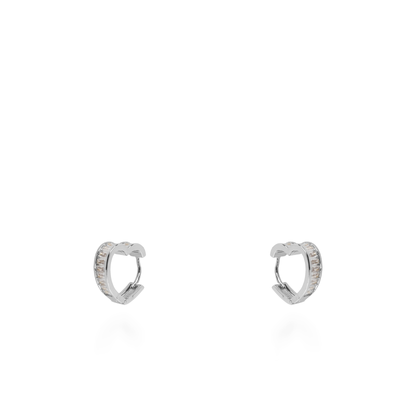 Σκουλαρίκια κρίκοι καρδούλες με ζιργκόν Mar and Mar Velira (Silver)