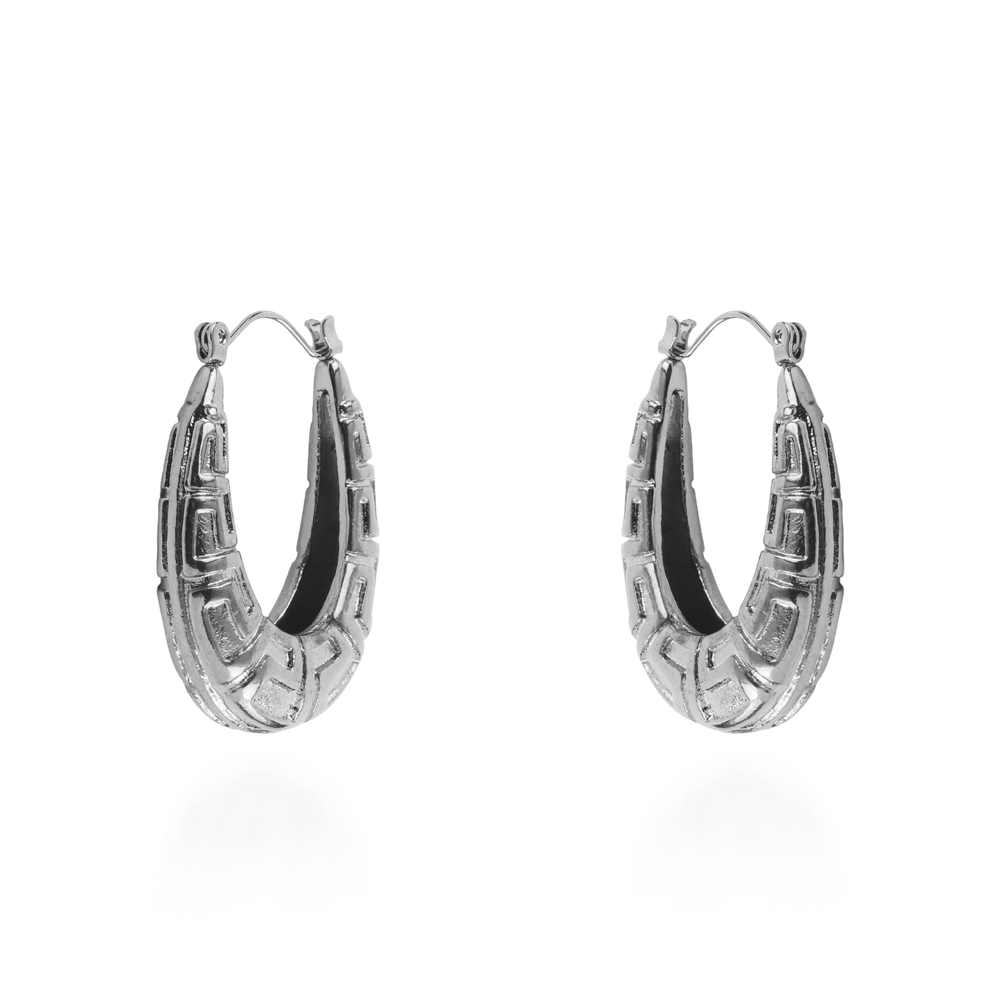 Σκουλαρίκια κρίκοι με μαίανδρο Mar and Mar Miory (Silver) από ανοξείδωτο ατσάλι