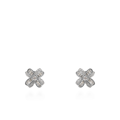 Σκουλαρίκια λουλούδια καρφωτά με ζιργκόν Mar and Mar Lirena (Sliver)