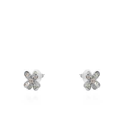 Σκουλαρίκια λουλούδια καρφωτά με ζιργκόν Mar and Mar Lirena (Sliver)