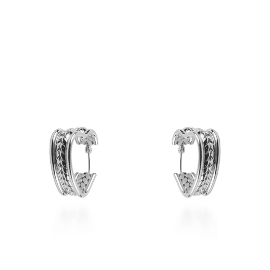 Σκουλαρίκια κρίκοι καρδιές Mar and Mar Amora (Silver) από ανοξείδωτο ατσάλι