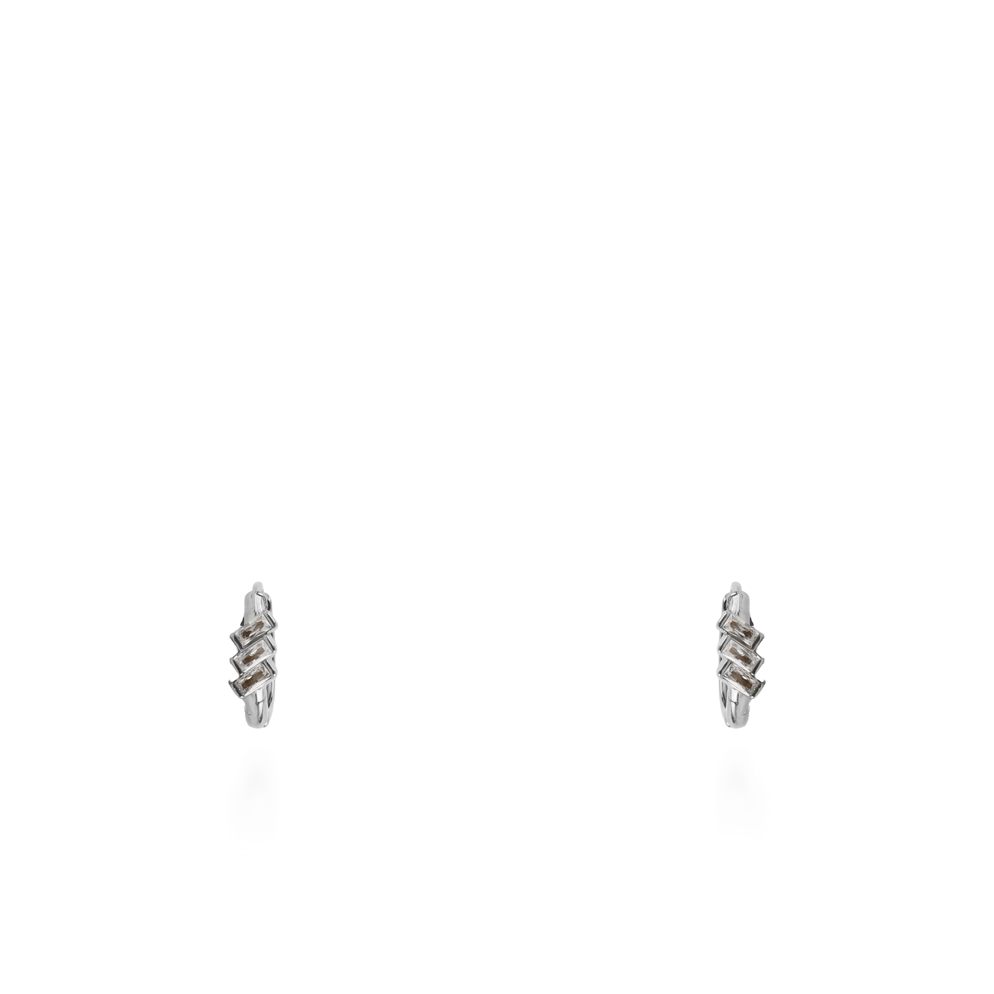 Σκουλαρίκια κρικοί με ζιργκόν Mar and Mar Kytha (Silver) από ανοξείδωτο ατσάλι