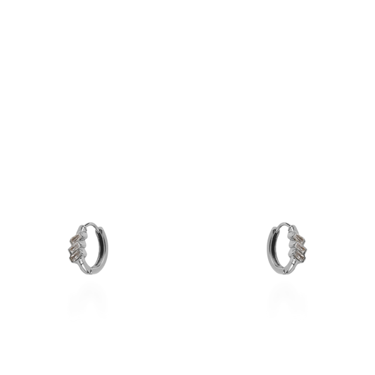 Σκουλαρίκια κρικοί με ζιργκόν Mar and Mar Kytha (Silver) από ανοξείδωτο ατσάλι