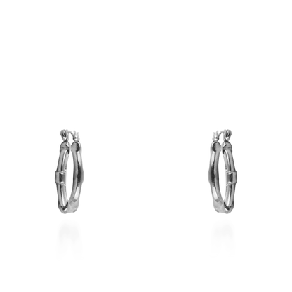 Σκουλαρίκια κρίκοι Mar and Mar Bamboo (Silver) από ανοξείδωτο ατσάλι