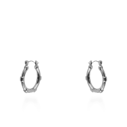 Σκουλαρίκια κρίκοι Mar and Mar Bamboo (Silver) από ανοξείδωτο ατσάλι