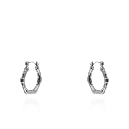 Σκουλαρίκια κρίκοι Mar and Mar Bamboo (Silver) από ανοξείδωτο ατσάλι