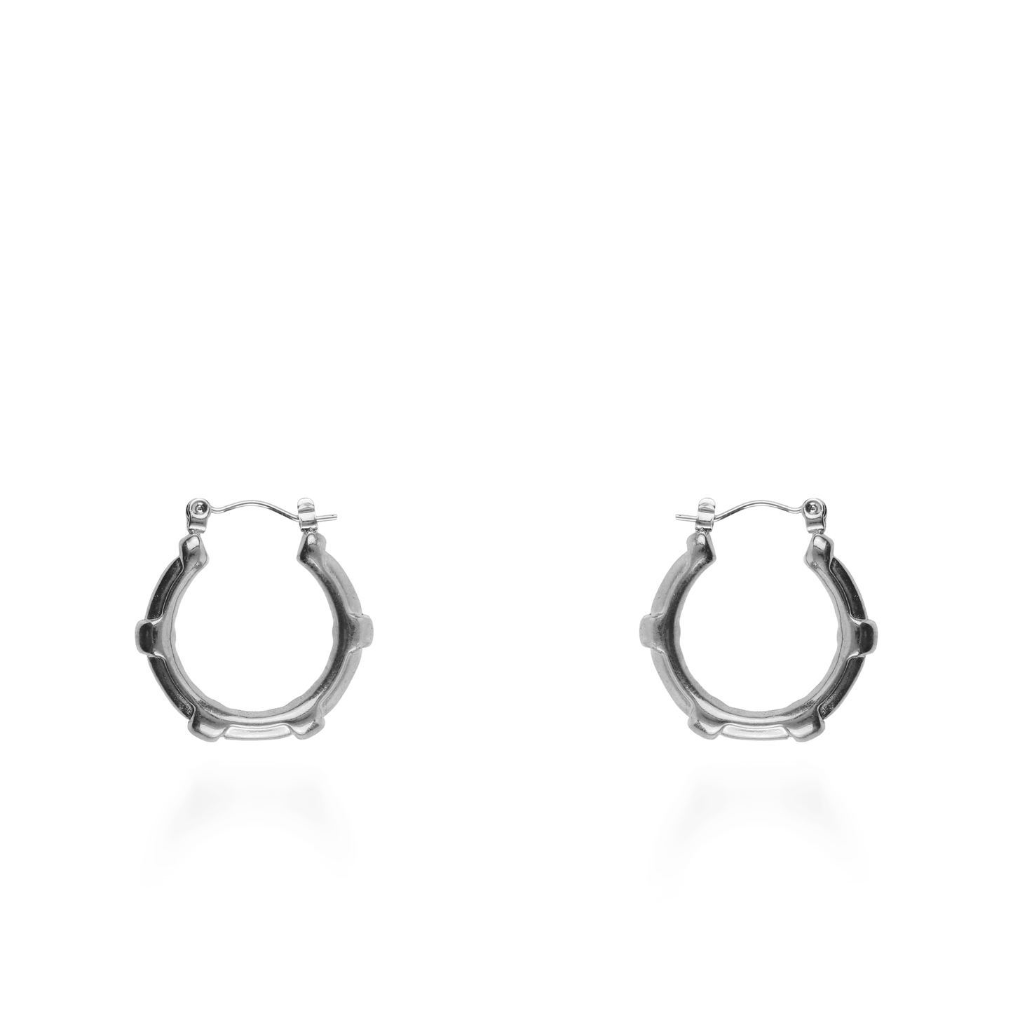 Σκουλαρίκια κρίκοι Mar and Mar Bamboo (Silver) από ανοξείδωτο ατσάλι