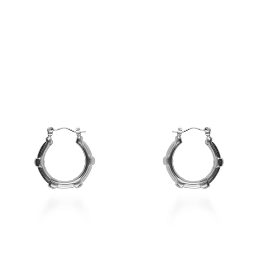 Σκουλαρίκια κρίκοι Mar and Mar Bamboo (Silver) από ανοξείδωτο ατσάλι