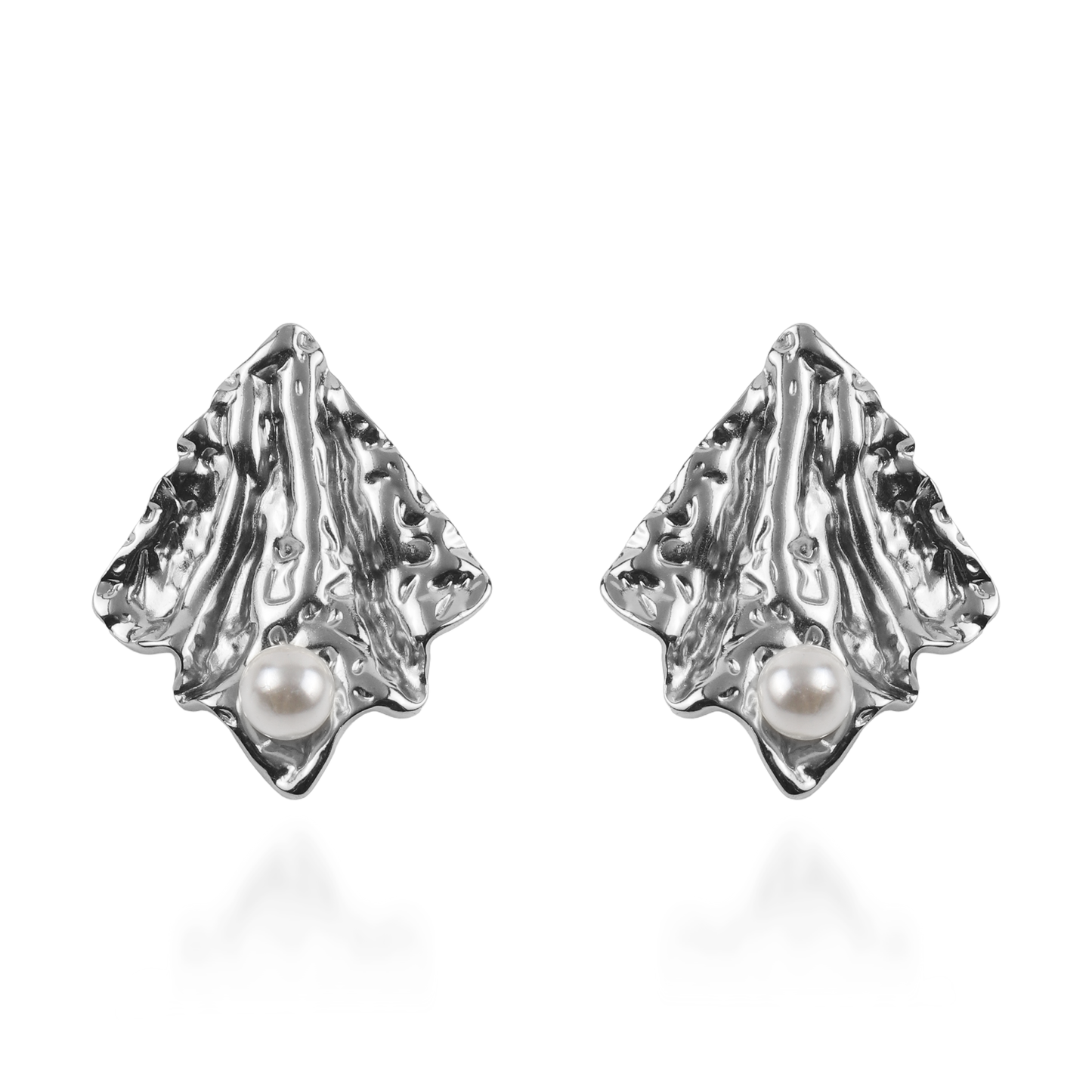 Σκουλαρίκια καρφωτά με πέρλα Mar and Mar Nereis (Silver) από ανοξείδωτο ατσάλι