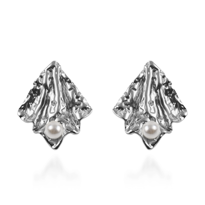 Σκουλαρίκια καρφωτά με πέρλα Mar and Mar Nereis (Silver) από ανοξείδωτο ατσάλι