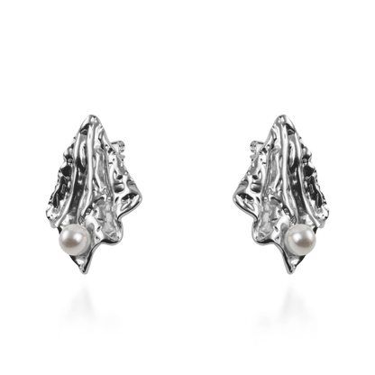 Σκουλαρίκια καρφωτά με πέρλα Mar and Mar Nereis (Silver) από ανοξείδωτο ατσάλι