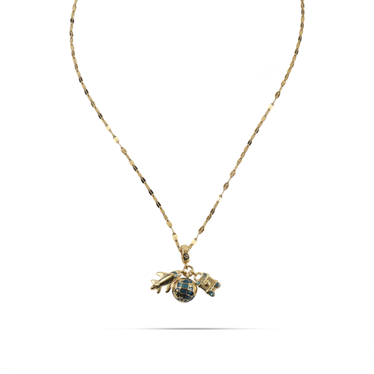 Κολιέ με traveler's charms Mar and Mar Travel II από ανοξείδωτο ατσάλι