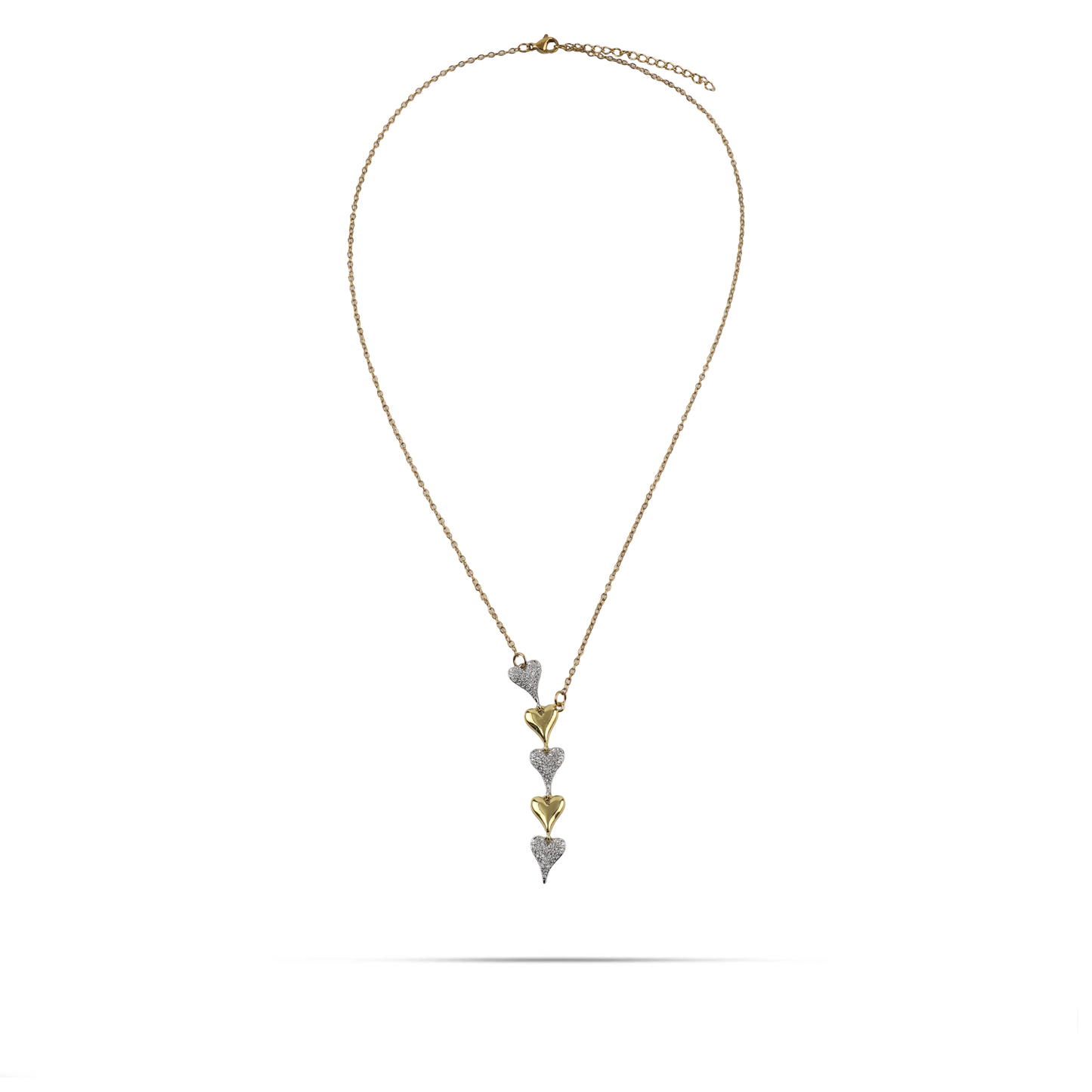 Κολιέ με καρδούλες και πέτρες ζιργκόν Mar and Mar Amaris από ανοξείδωτο ατσάλι