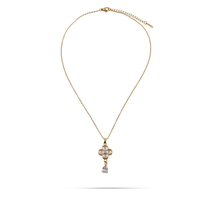 Κολιέ λουλούδι με πέτρες ζιργκόν Mar and Mar Cloveria από ανοξείδωτο ατσάλι