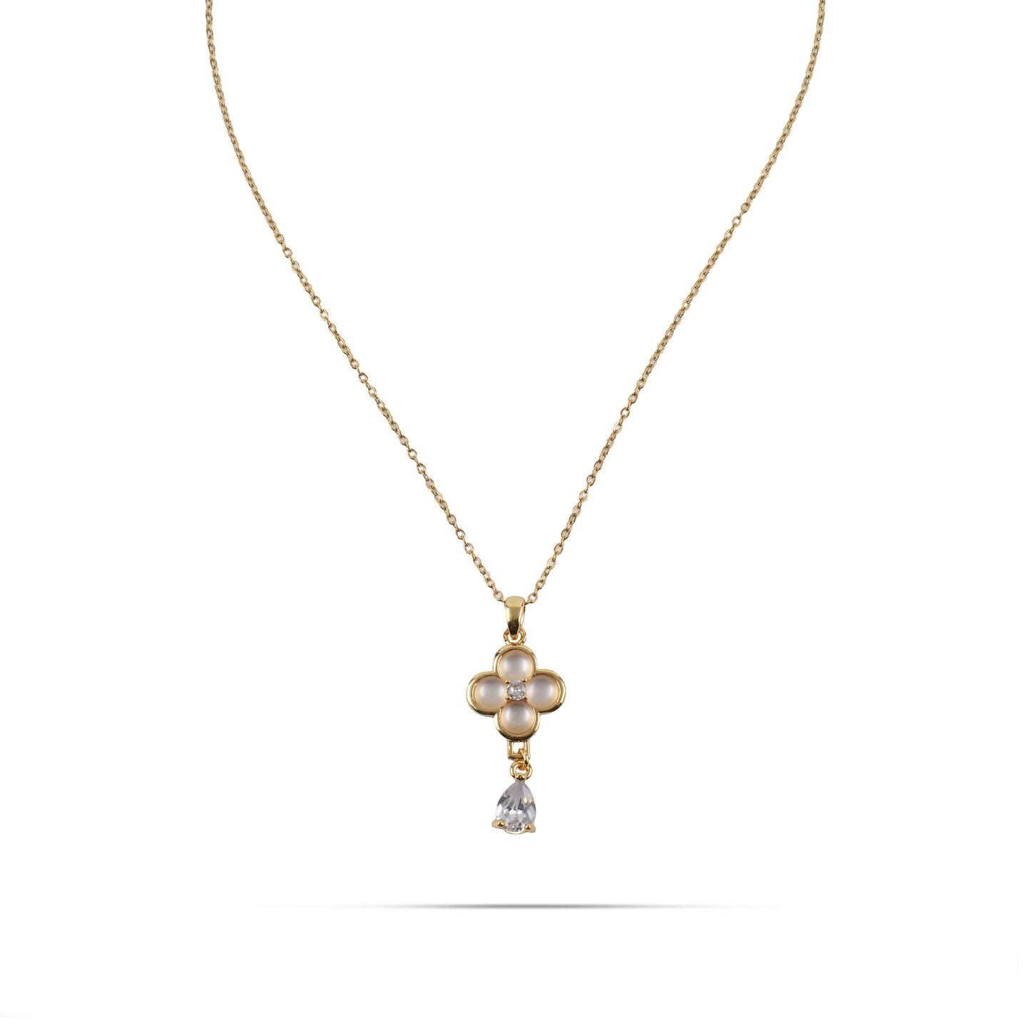 Κολιέ λουλούδι με πέτρες ζιργκόν Mar and Mar Cloveria από ανοξείδωτο ατσάλι