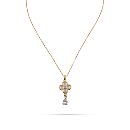 Κολιέ λουλούδι με πέτρες ζιργκόν Mar and Mar Cloveria από ανοξείδωτο ατσάλι