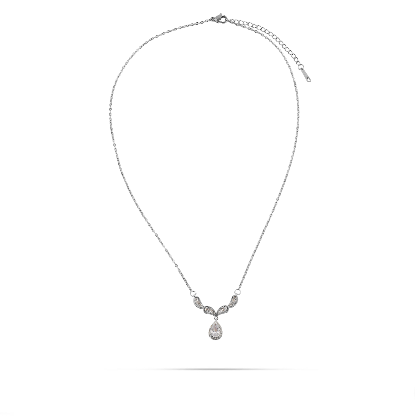 Κολιέ με πέτρες ζιργκόν Mar and Mar Lyrsia (Silver) από ανοξείδωτο ατσάλι