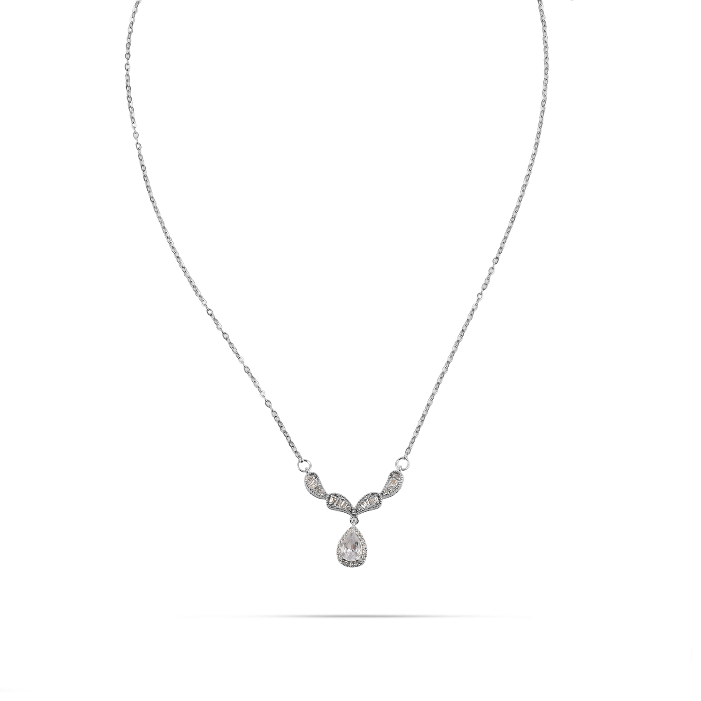 Κολιέ με πέτρες ζιργκόν Mar and Mar Lyrsia (Silver) από ανοξείδωτο ατσάλι