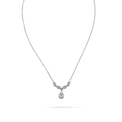 Κολιέ με πέτρες ζιργκόν Mar and Mar Lyrsia (Silver) από ανοξείδωτο ατσάλι