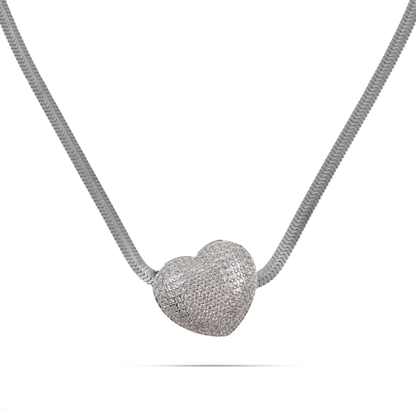 Κολιέ με καρδιά με ζιργκόν Mar and Mar Estrella από ανοξείδωτο ατσάλι