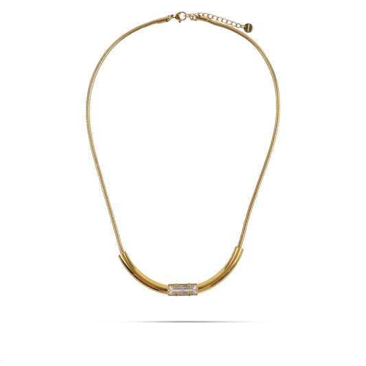 Κολιέ με μενταγιόν με ζιργκόν Mar and Mar Linear από ανοξείδωτο ατσάλι