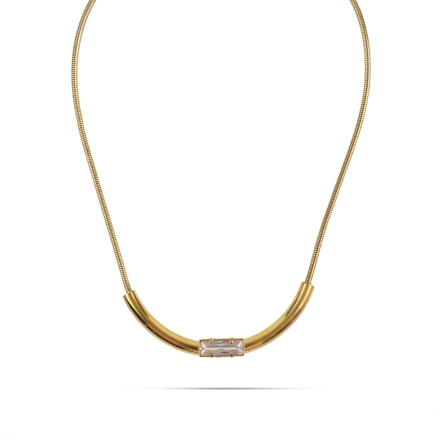 Κολιέ με μενταγιόν με ζιργκόν Mar and Mar Linear από ανοξείδωτο ατσάλι