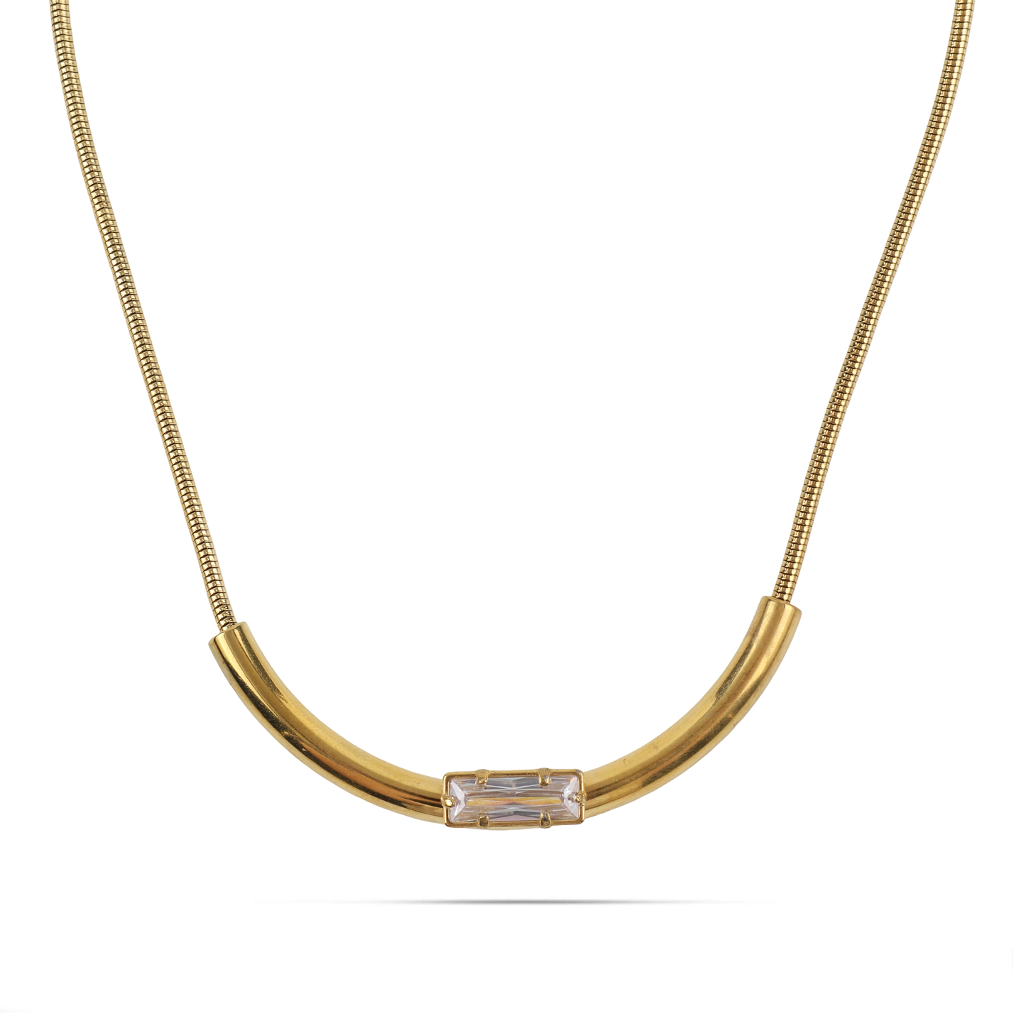 Κολιέ με μενταγιόν με ζιργκόν Mar and Mar Linear από ανοξείδωτο ατσάλι