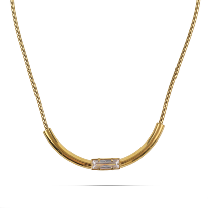 Κολιέ με μενταγιόν με ζιργκόν Mar and Mar Linear από ανοξείδωτο ατσάλι