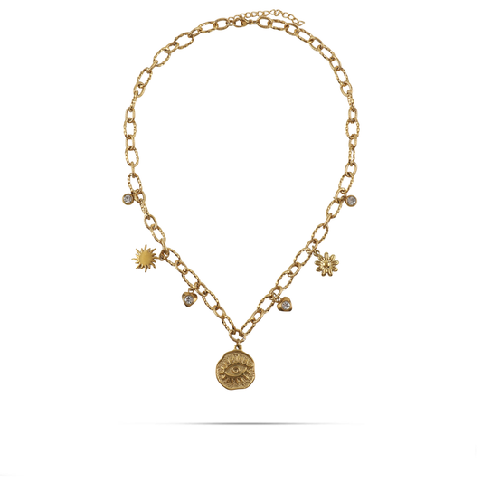 Κολιέ με κρεμαστά μενταγιόν Mar and Mar Selana από ανοξείδωτο ατσάλι