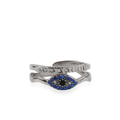 Γυναικείο δαχτυλίδι με ματάκι και  πέτρες ζιργκόν Mar and Mar Kyane